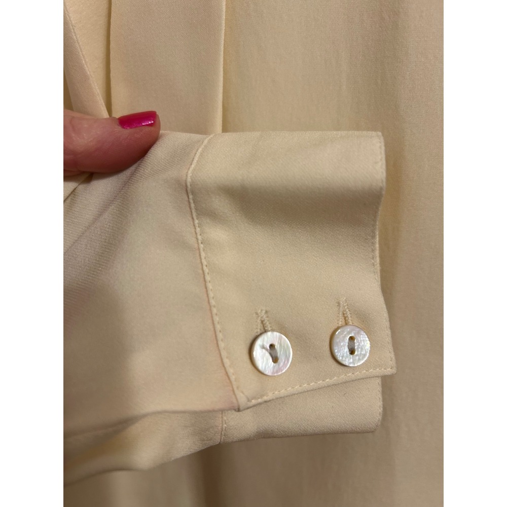 Vintage Laura Ashley Silk Carolyn Bessette cream ivory tie sailor longsleeve top - Picture 5 of 10